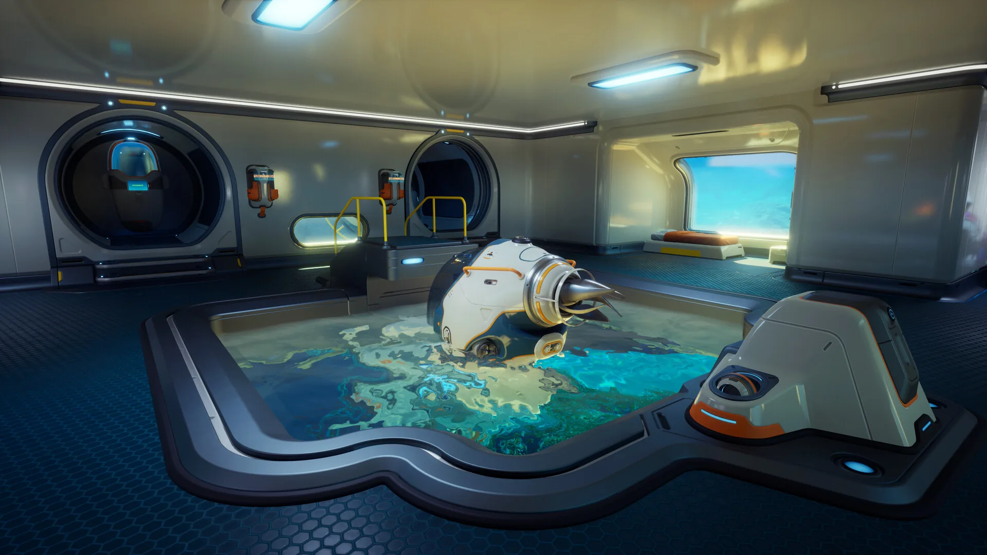 Screenshot Subnautica 2 exploracao de bioma subaquatico