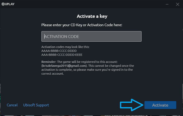 Introduzir o código de activação Uplay