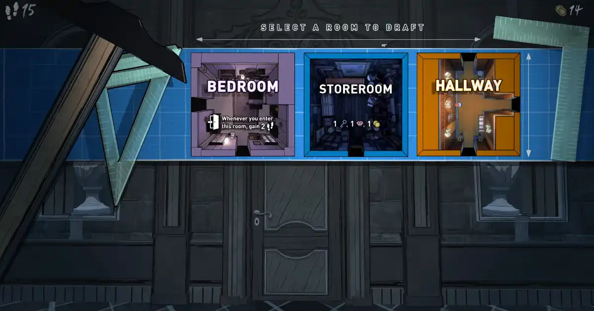 A mecânica de drafting em Blue Prince permite variações estratégicas infinitas.