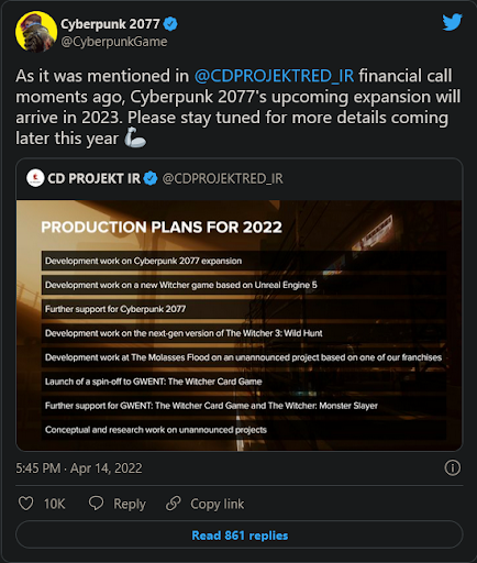 quando é a expansão do Cyberpunk 2077?
