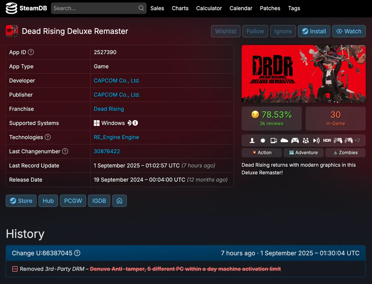 Dead Rising Deluxe Remaster Denuvo