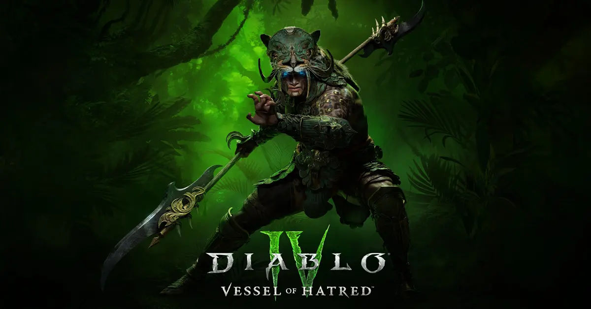 Arte oficial de Diablo IV Vessel of Hatred mostrando as selvas de Nahantu