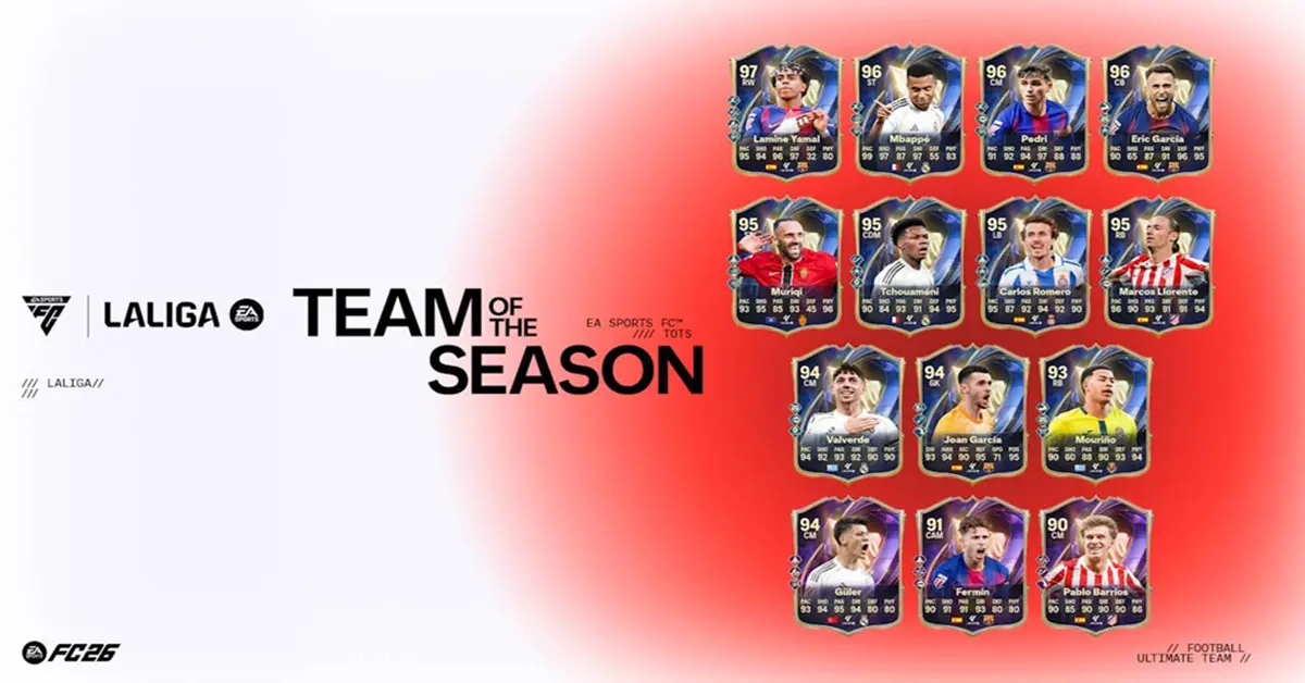 Interface do menu do EA SPORTS FC 26 mostrando as opções da Equipa da Época