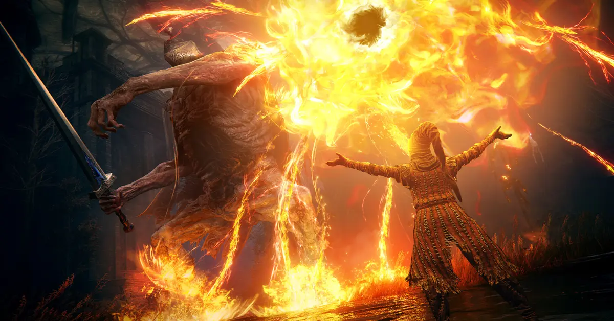 Jogador a combater um chefe no DLC Elden Ring Shadow of the Erdtree