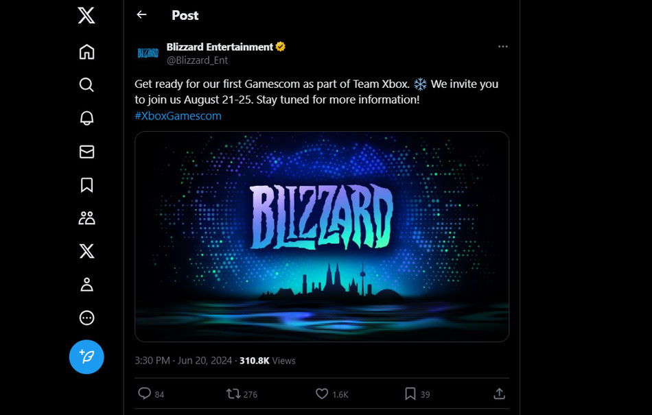 Blizzard confirma participação ao lado da Xbox na Gamescom no X/Twitter