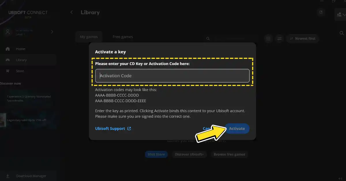 Ative sua chave Ubisoft