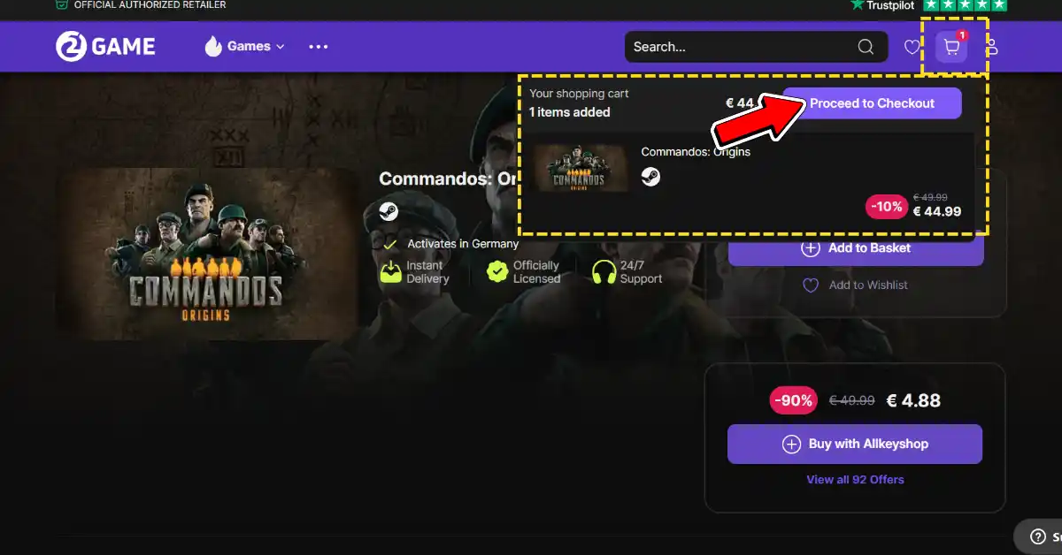 2GAME Prosseguir para o Checkout