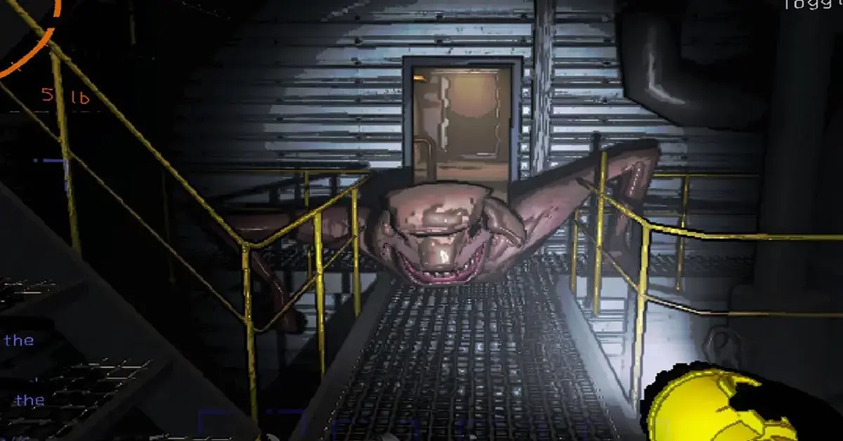 Uma personagem do jogador frente a um monstro 