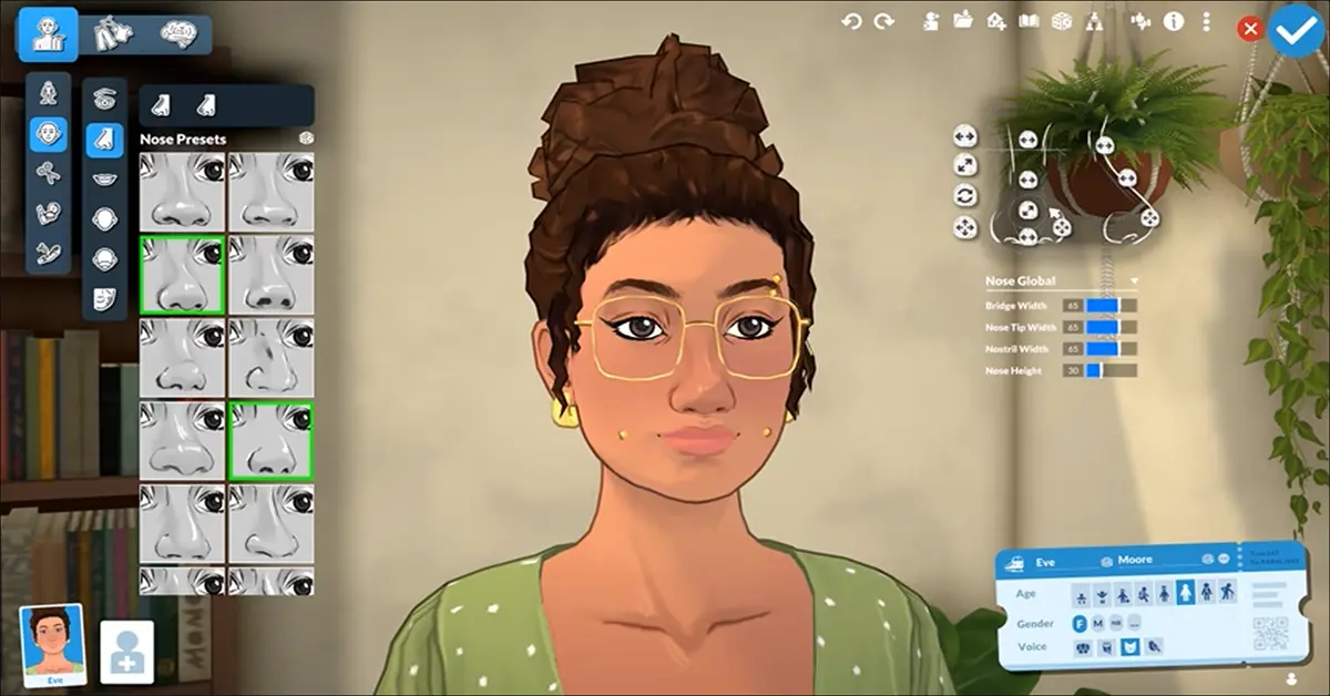 Personalização de personagens de Paralives na interface Paramaker
