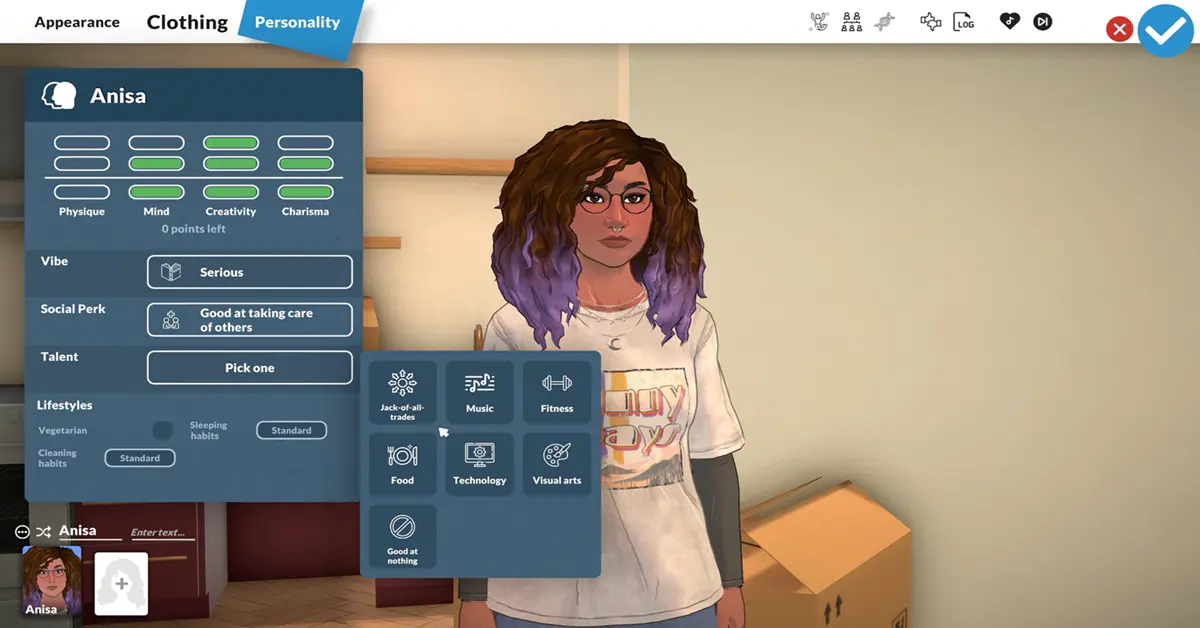 Gameplay de pré-reserva para PC de Paralives mostrando a criação de personagem Paramaker