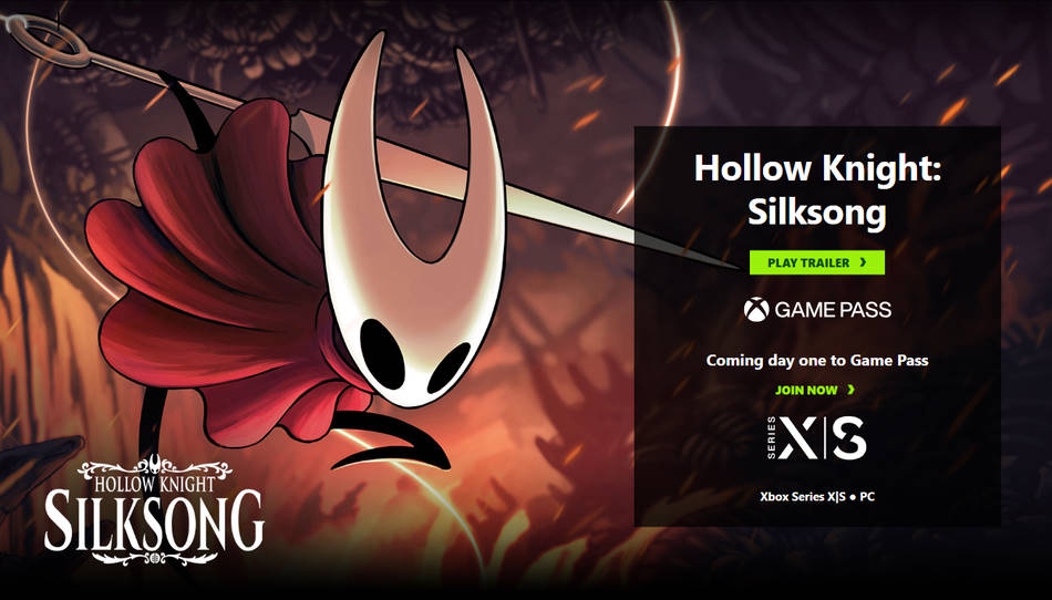 Página oficial da Microsoft para Hollow Knight Silksong