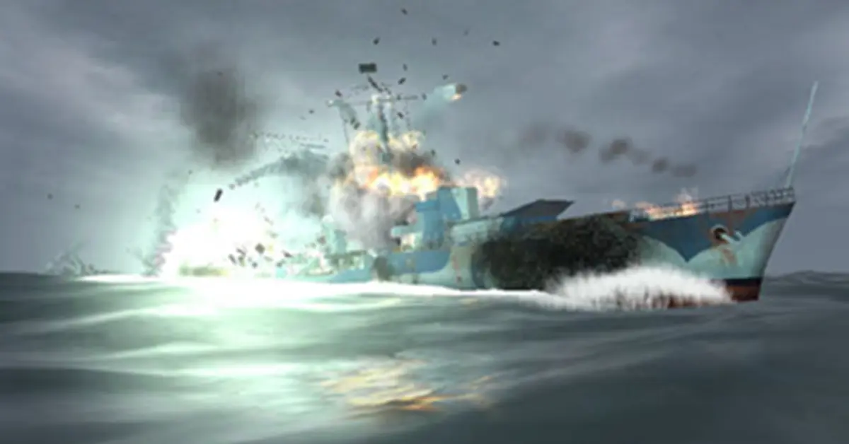 Um U-boat alemão navegando em mares tempestuosos em Silent Hunter 3