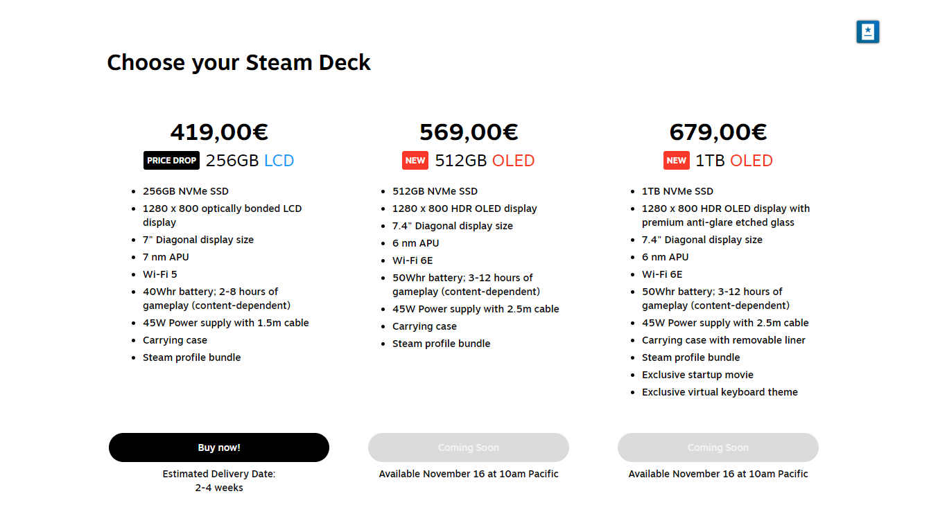 Steam Deck nova linha