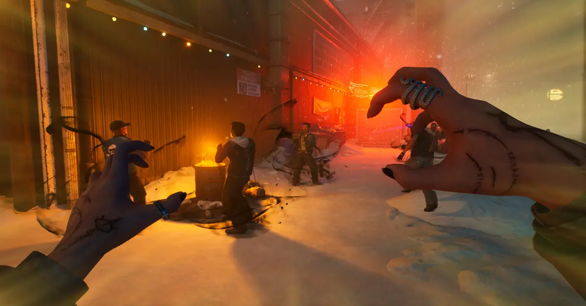 Interface de combate de rua em Vampire: The Masquerade – Bloodlines 2 em Seattle