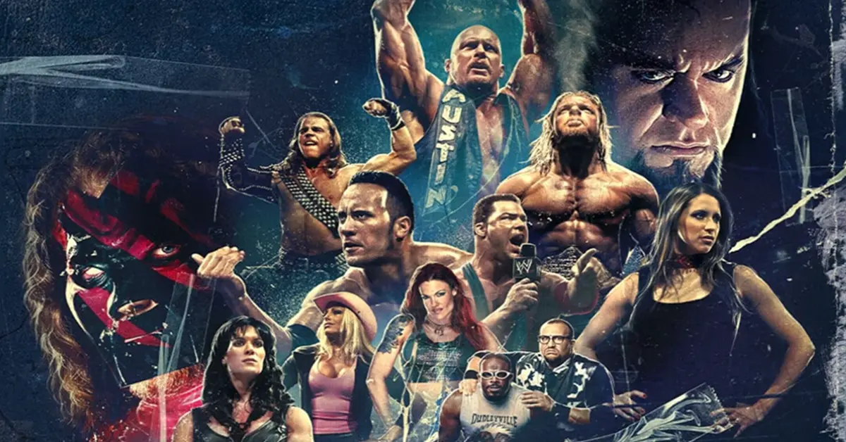 Arte de capa do WWE 2K26 com as maiores superestrelas de pé num ringue de wrestling