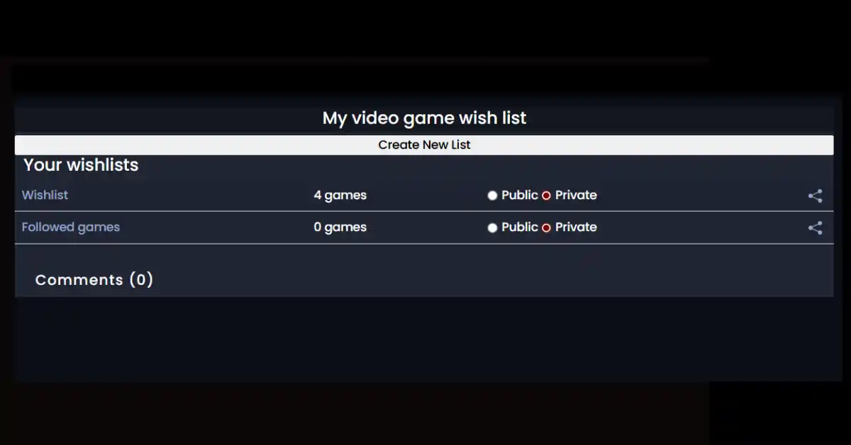 Minha lista de desejos de videogame