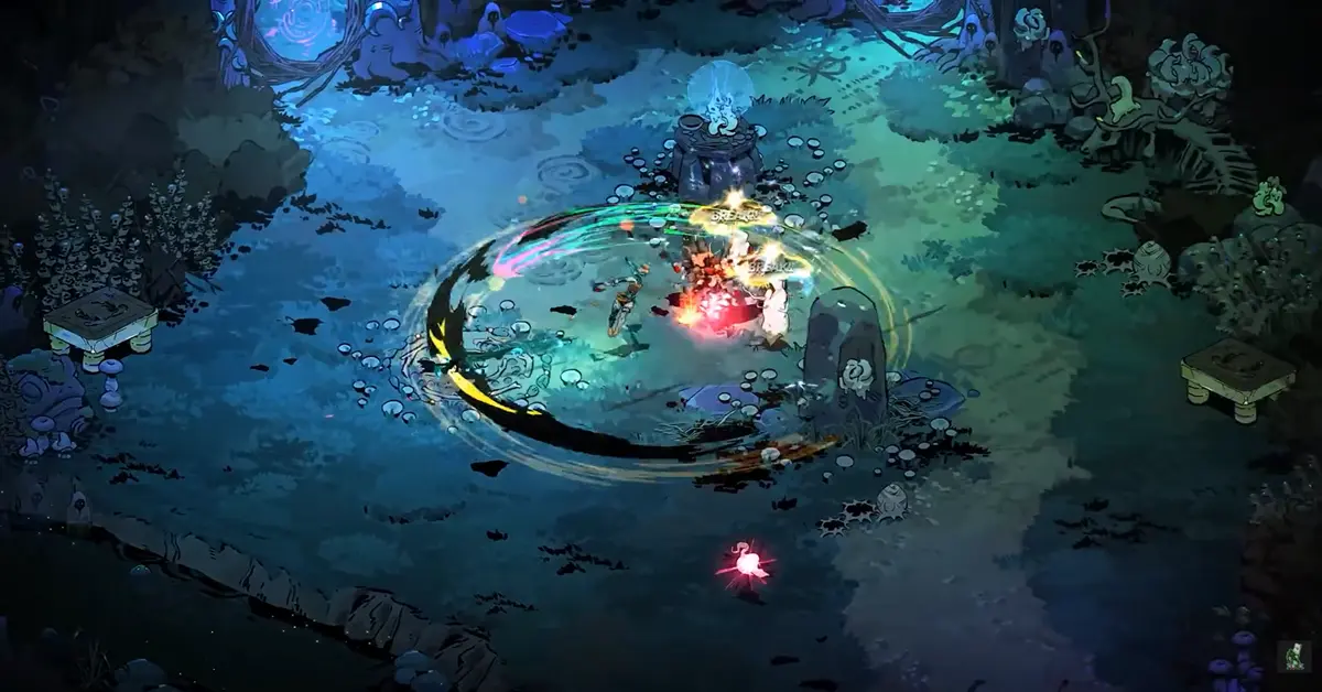 Screenshot de gameplay do combate frenético em Hades II.