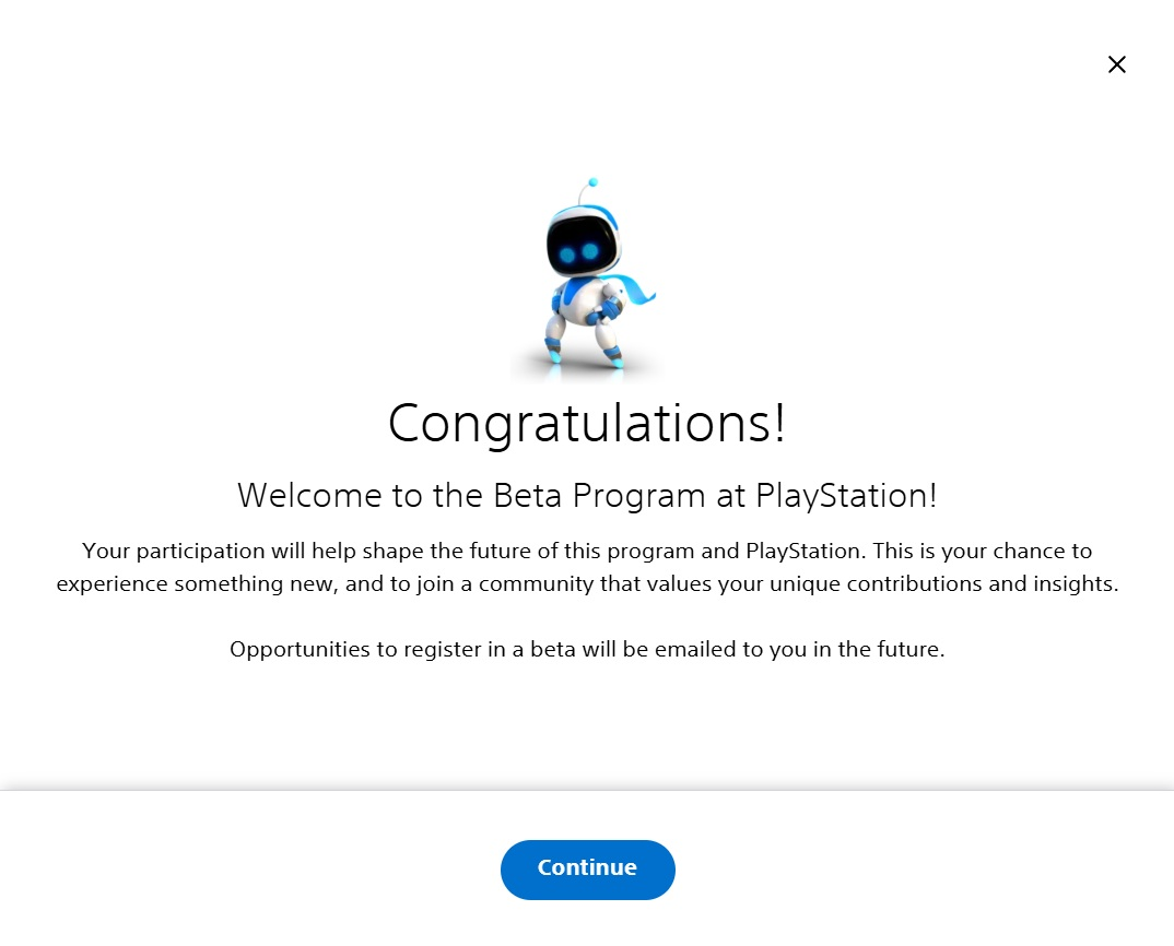 Aprovação Beta Program da PlayStation Aprovação Beta Program da PlayStation