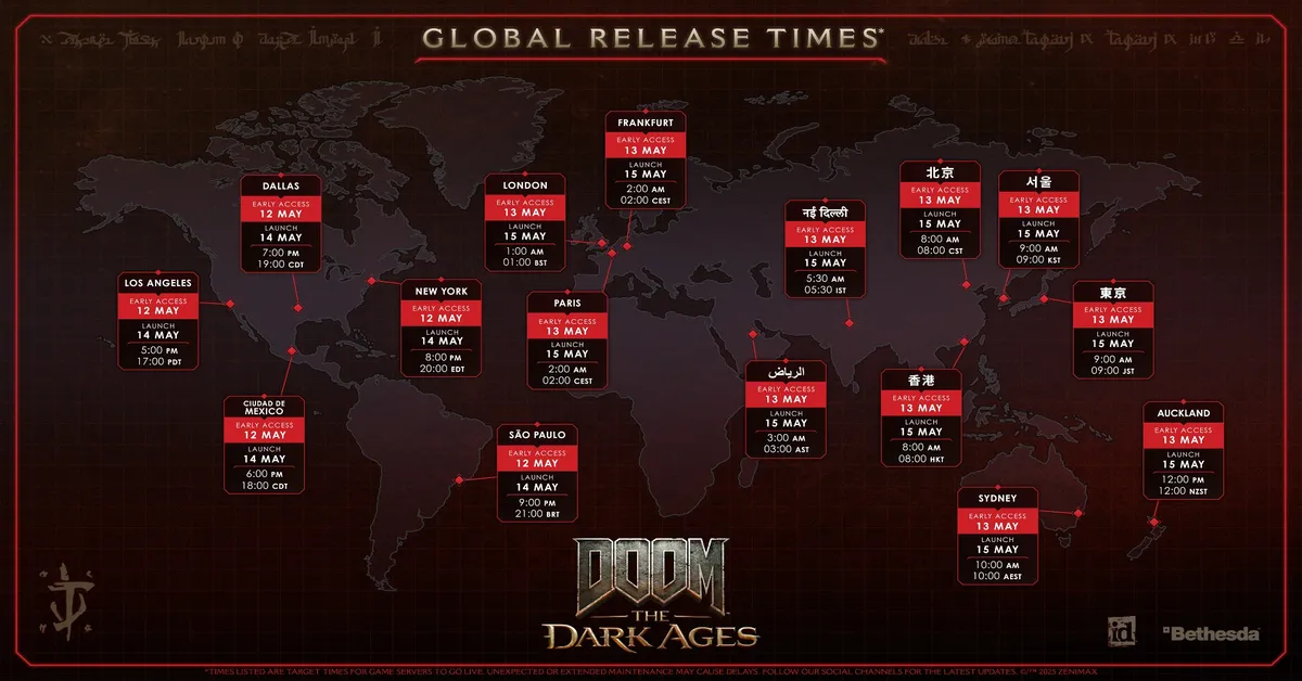 DOOM The Dark Ages Release Times