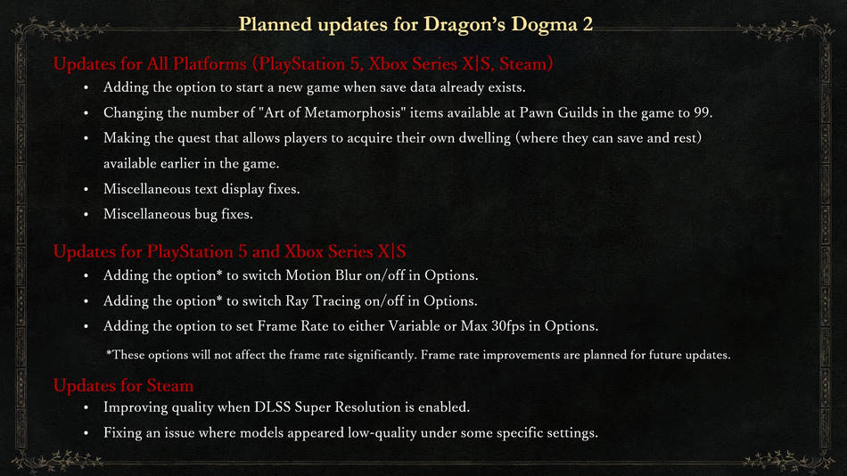 Conteúdo de correções e mudanças do novo patch de Dragon’s Dogma 2