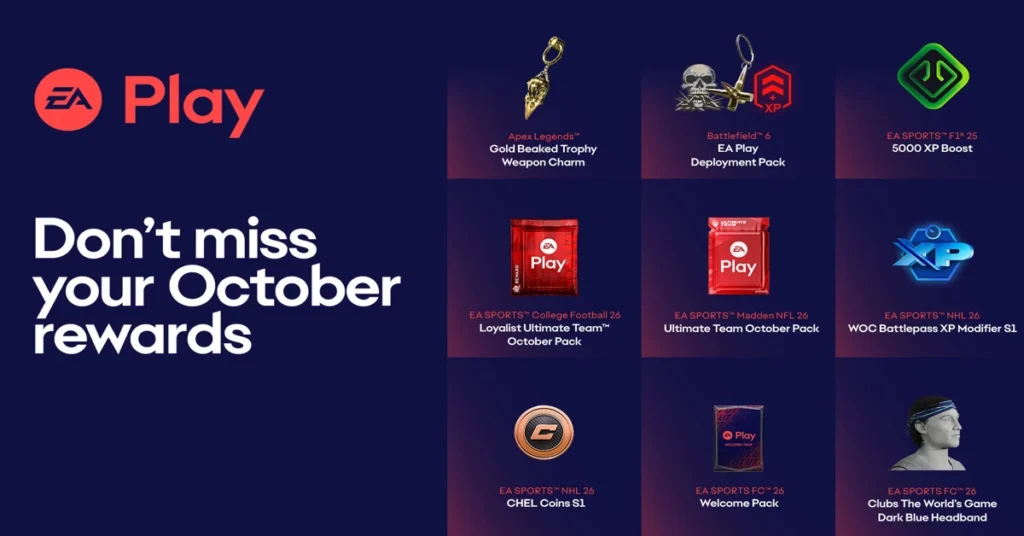 EA Play October 2025 Rewards Schedule