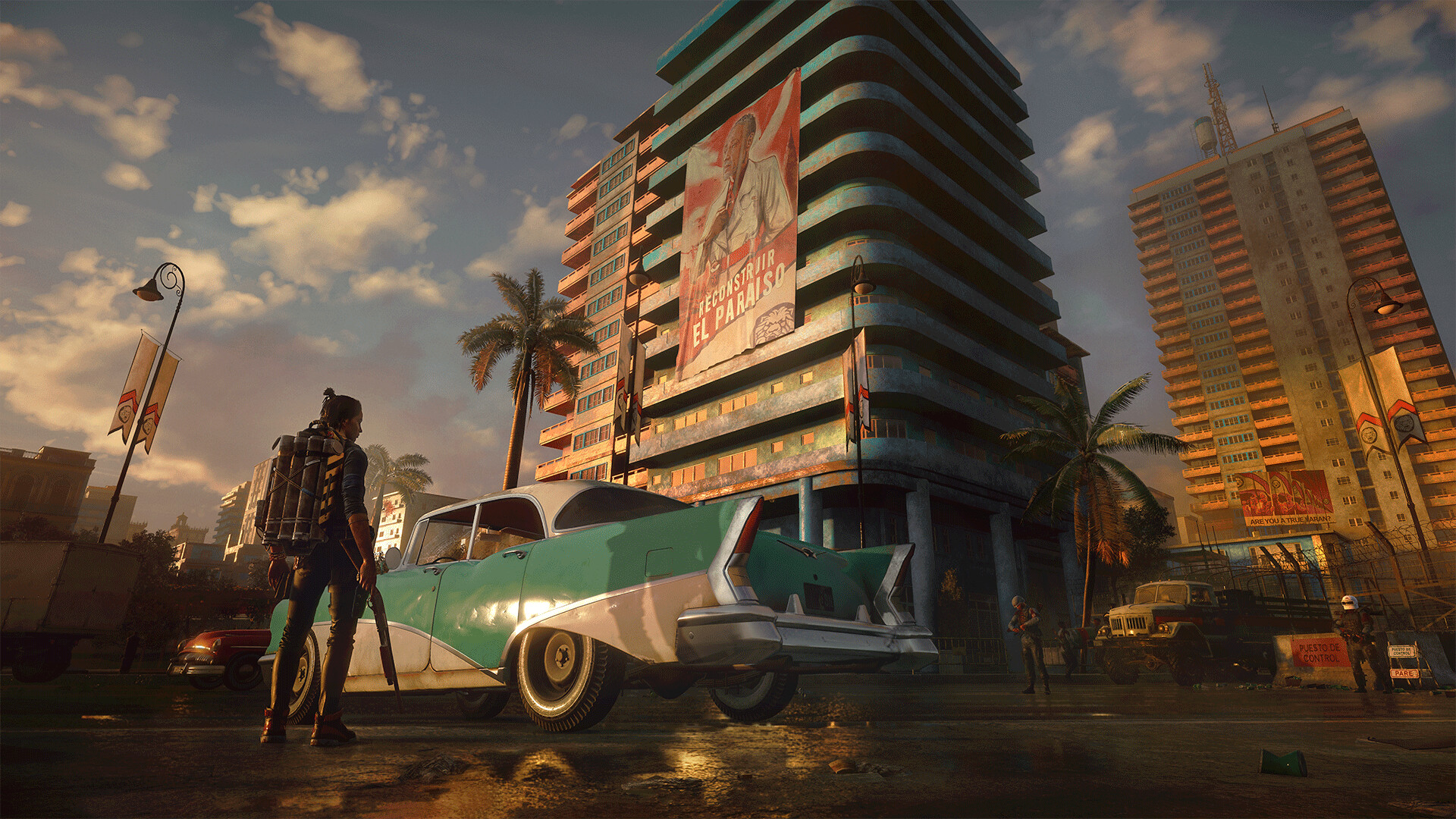 Cena de mundo aberto de Far Cry 6 ilustrando confiança dos jogadores na Ubisoft e rejeição tecnológica