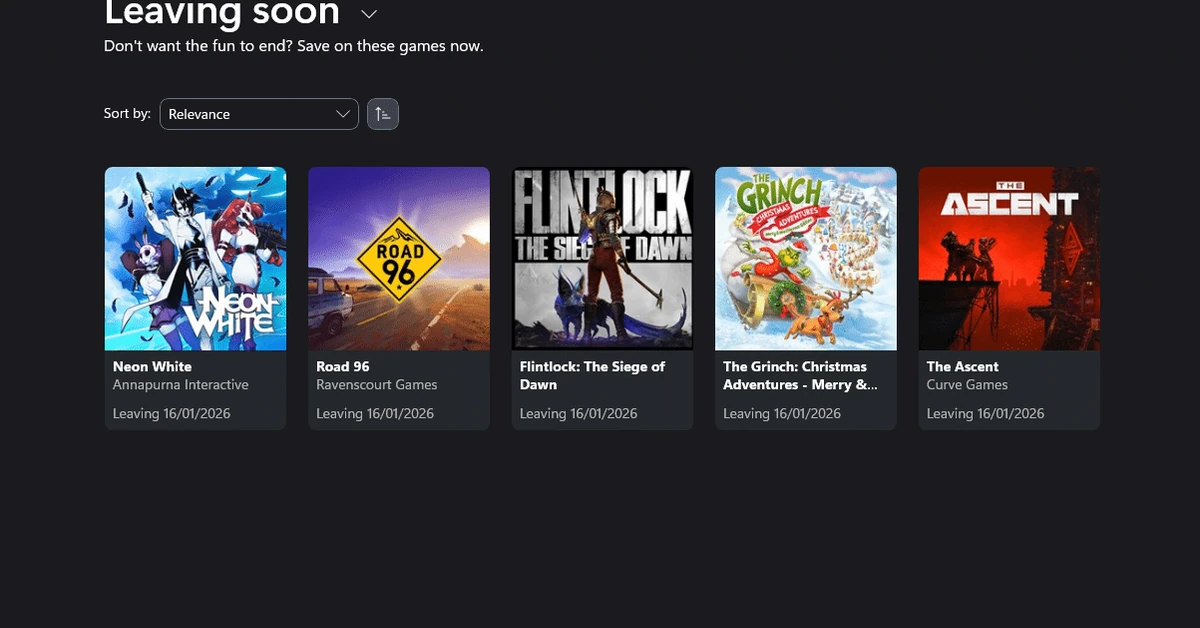 Games Leaving Xbox Game Pass for January 2026 wave 1