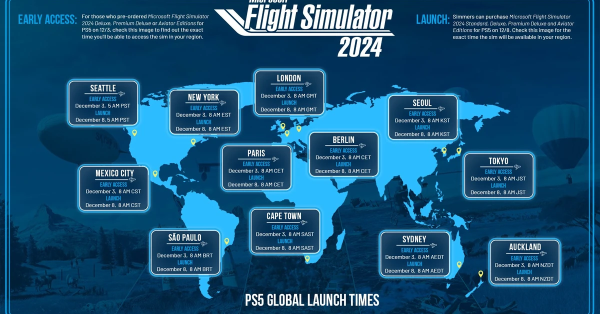 Microsoft Flight Simulator 2024 PS5 Launch Times