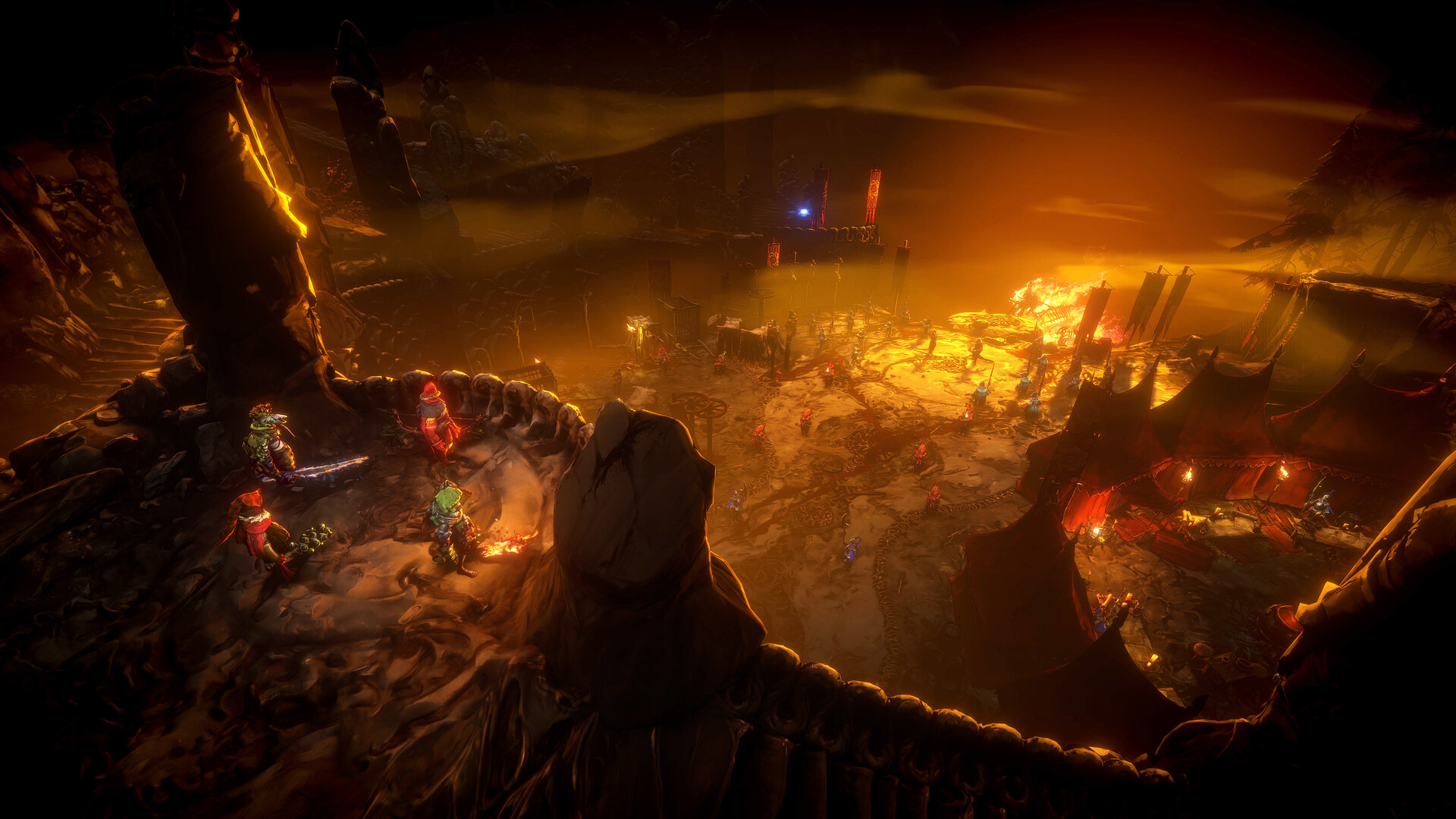 Cena de gameplay de No Rest for the Wicked mostrando seu combate brutal de fantasia