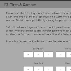 Setup Developer Tool 2021 - Pneus e Cambagem