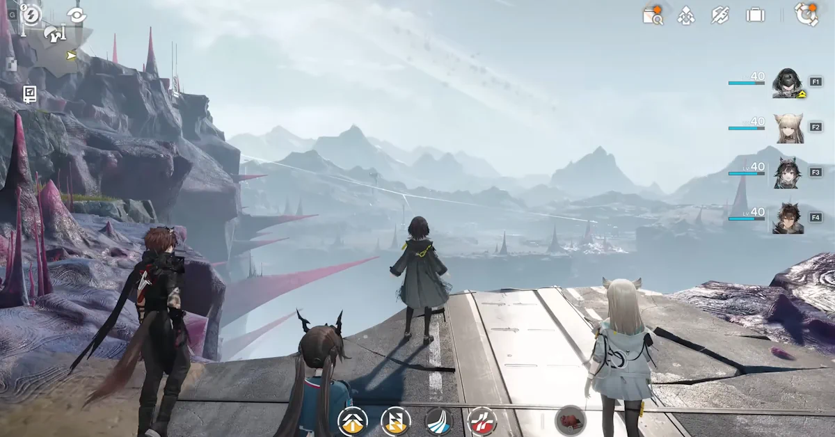 Arknights: Endfield apresentando o Endministrator e a sua equipa em Talos-II