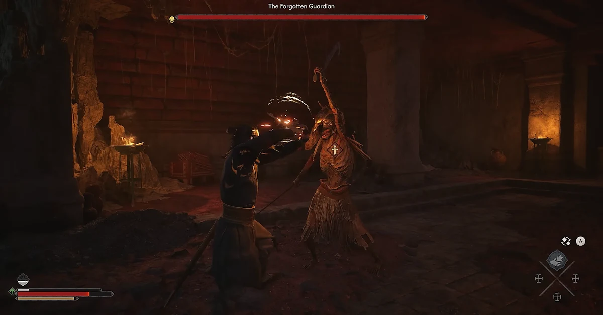 Na missão Deep Down de The Blood of Dawnwalker, Coen investiga um túmulo subterrâneo