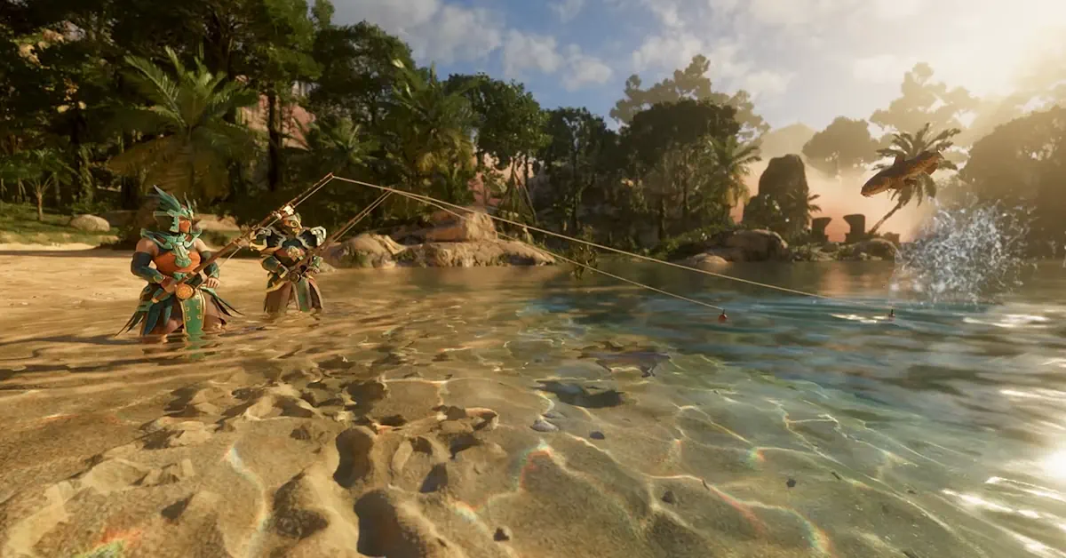 Wake of the Water traz uma nova forma de jogar Enshrouded ao introduzir o Bioma Veilwater Basin e água simulada!