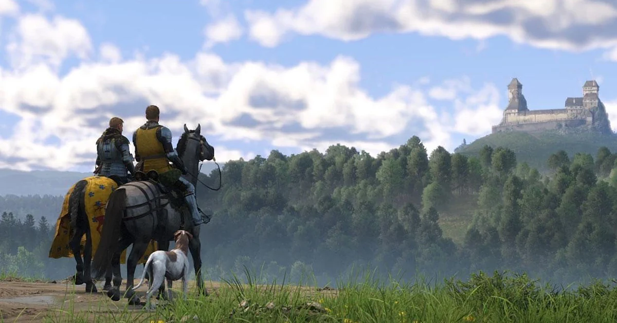 Henry a olhar para uma paisagem medieval em Kingdom Come: Deliverance 2