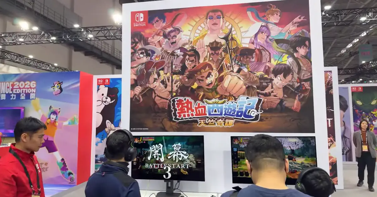 Kunio como Sun Wukong prepara-se para a luta em River City Saga: Journey to the West