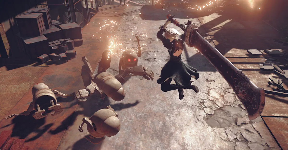2B está pronta para a batalha em NieR: Automata
