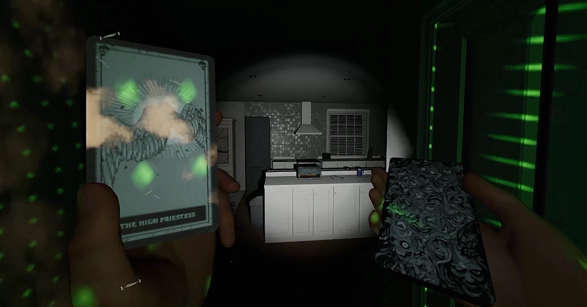 A nova configuração icónica de equipamento de caça de Phasmophobia numa sala pouco iluminada