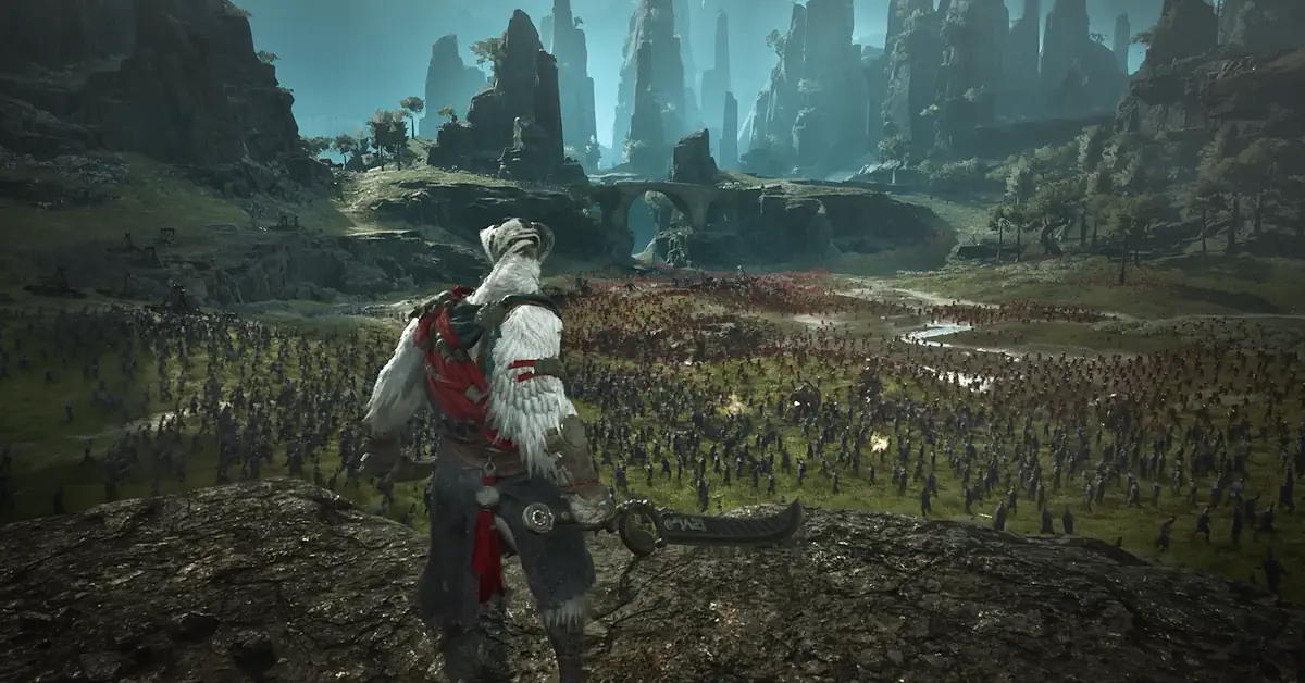 Um imponente guerreiro Rekon prepara-se para enfrentar um exército inteiro em Project Windless, a caminho da PS5