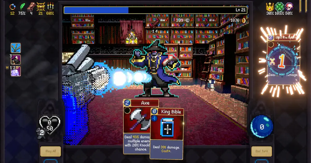 Vampire Crawlers transforma o caos familiar de Vampire Survivors num dungeon crawler estratégico na primeira pessoa