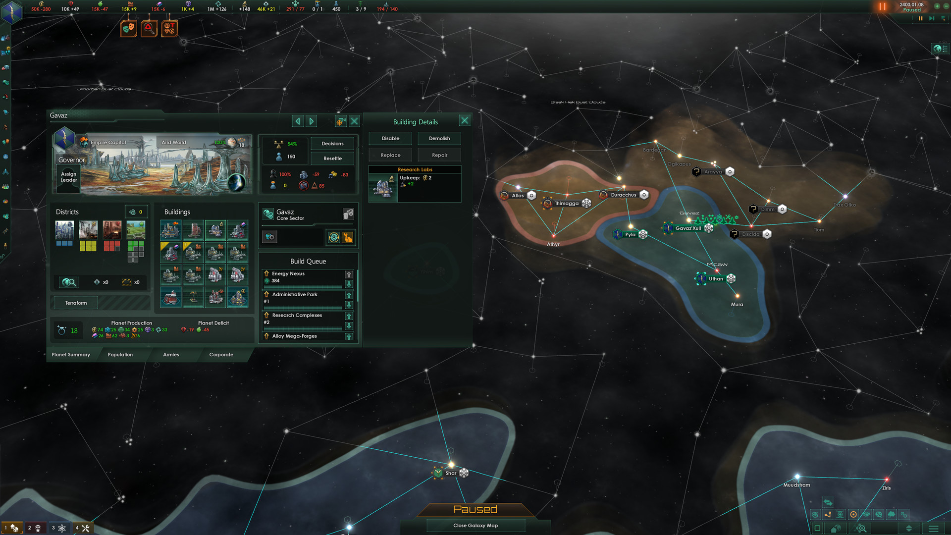 Cena da galáxia Stellaris para notícias da expansão Nomads
