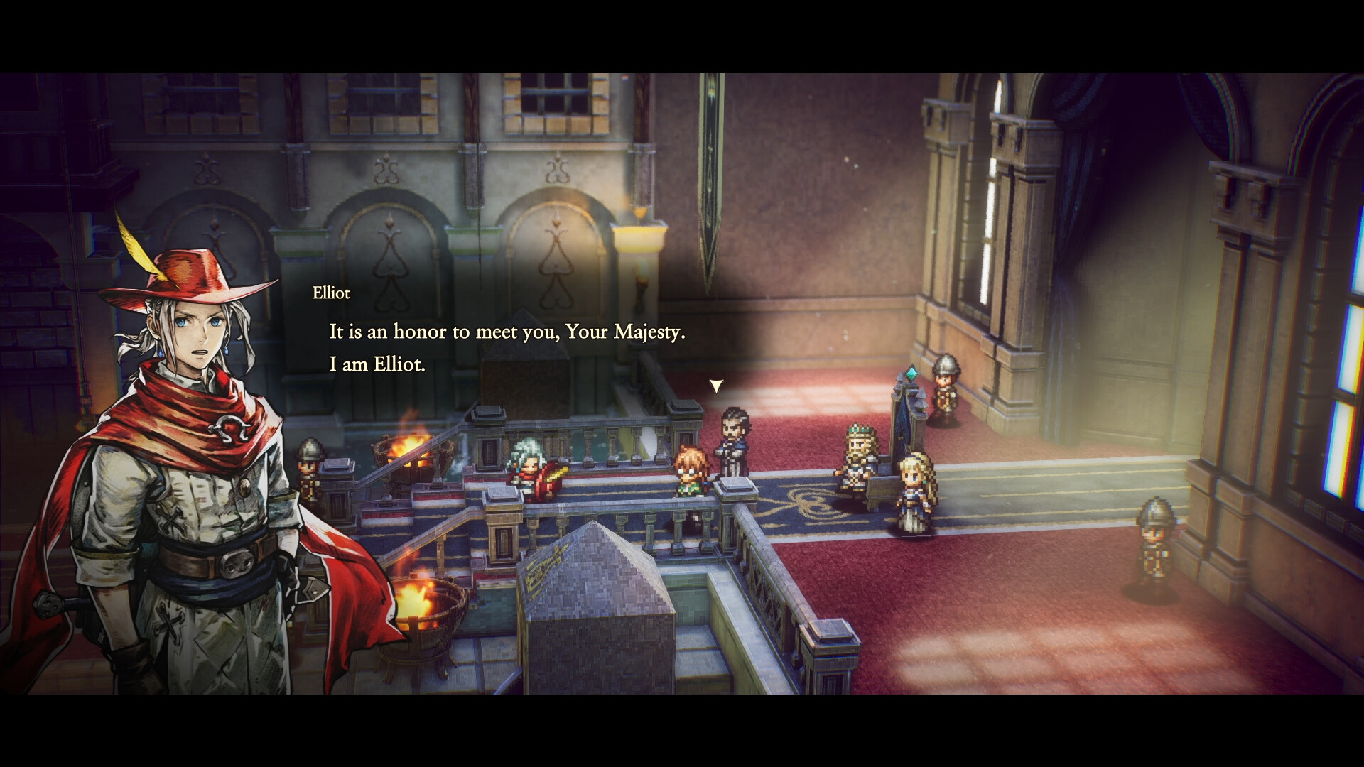 The Adventures of Elliot: The Millennium Tales cena de gameplay com exploração de fantasia HD-2D da Square Enix